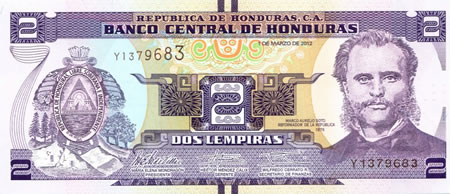 Recto 2 Lempiras Honduras 2012