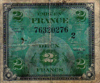 Recto 2 Francs (drapeau) (1944)