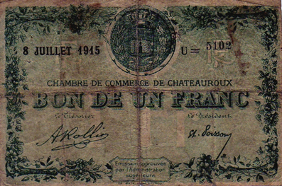 Recto Bon de 1 Franc (1915)