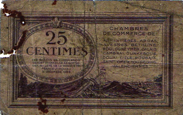 Verso 25 Centimes de franc (non daté)