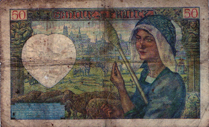Verso 50 Francs français (1941)